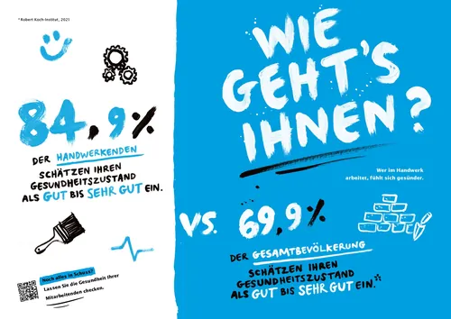 Illustration showing health stats comparison with hand lettering by Ben Tallon