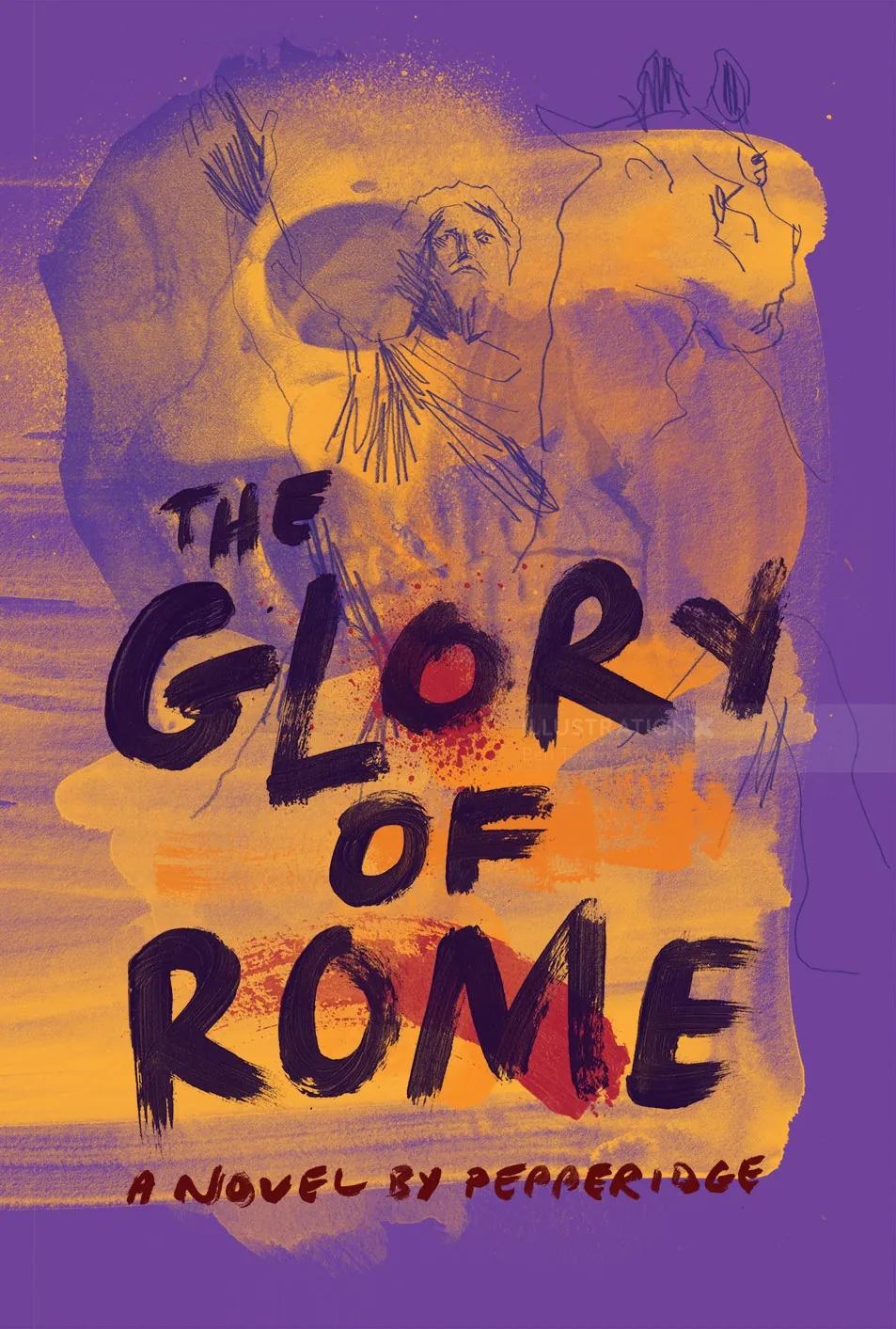 Book cover for The Glory of Rome with hand lettering and line drawing by Ben Tallon