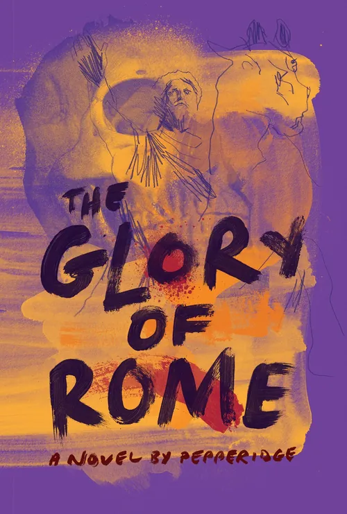 Book cover for The Glory of Rome with hand lettering and line drawing by Ben Tallon