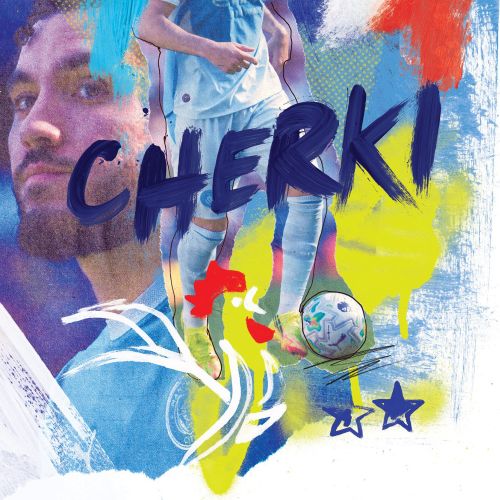 Póster de fútbol de Cherki, Francia, con collage y letras a mano por Ben Tallon