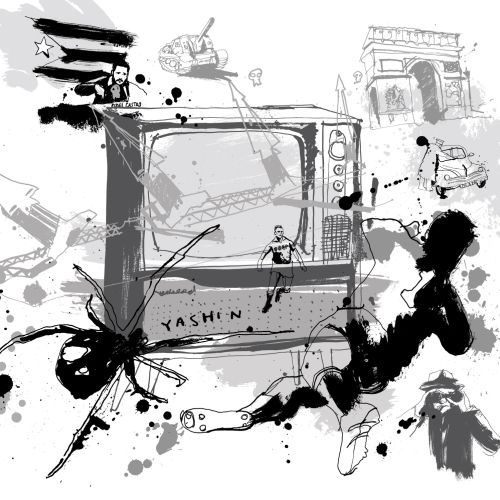 Black adn white drawing of television