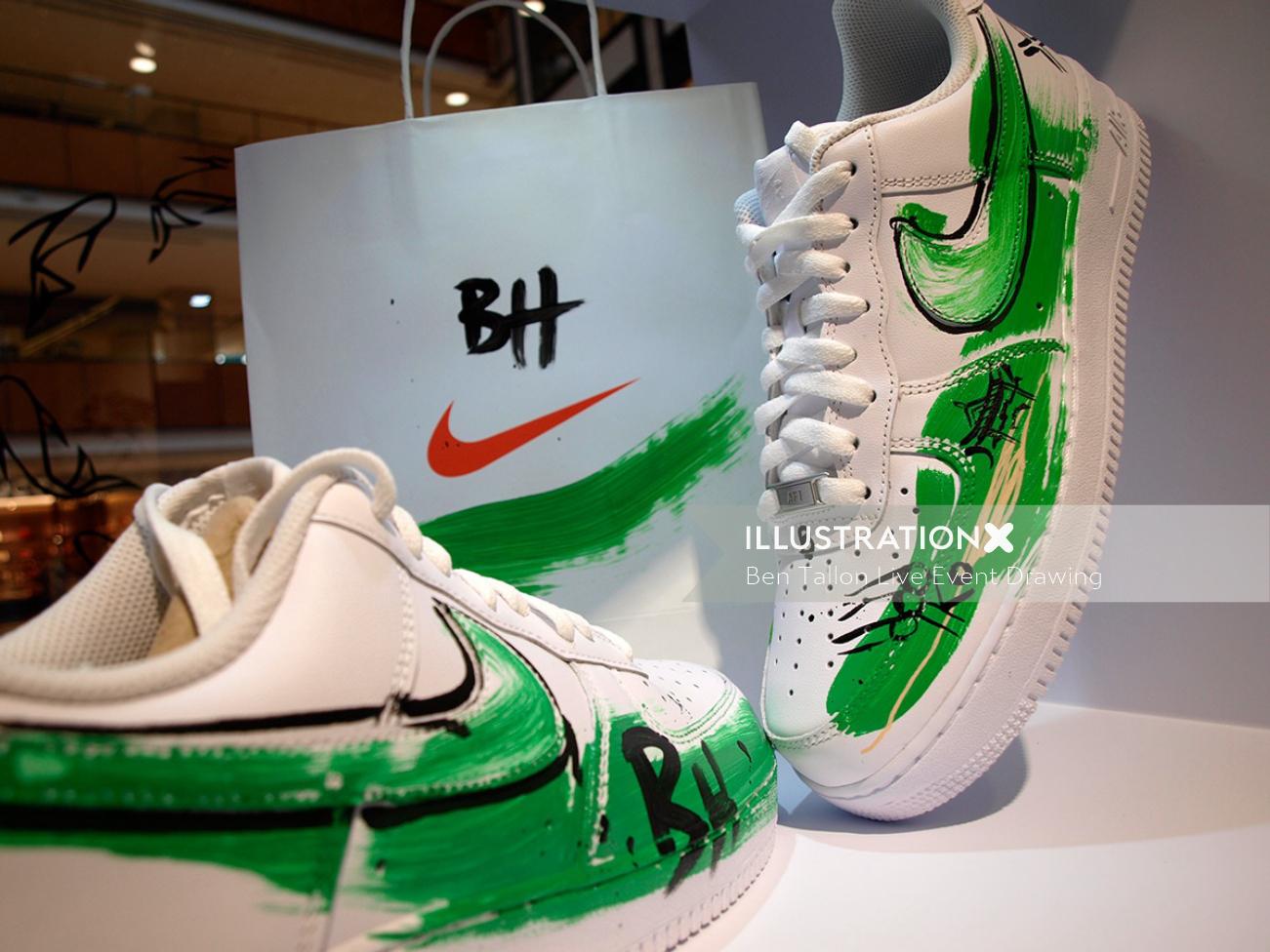 Live event drawing nike shoes logo
