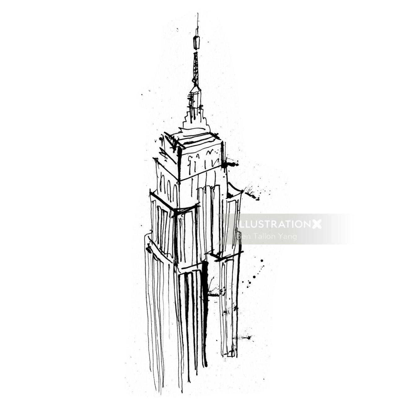 Empire state building line drawing