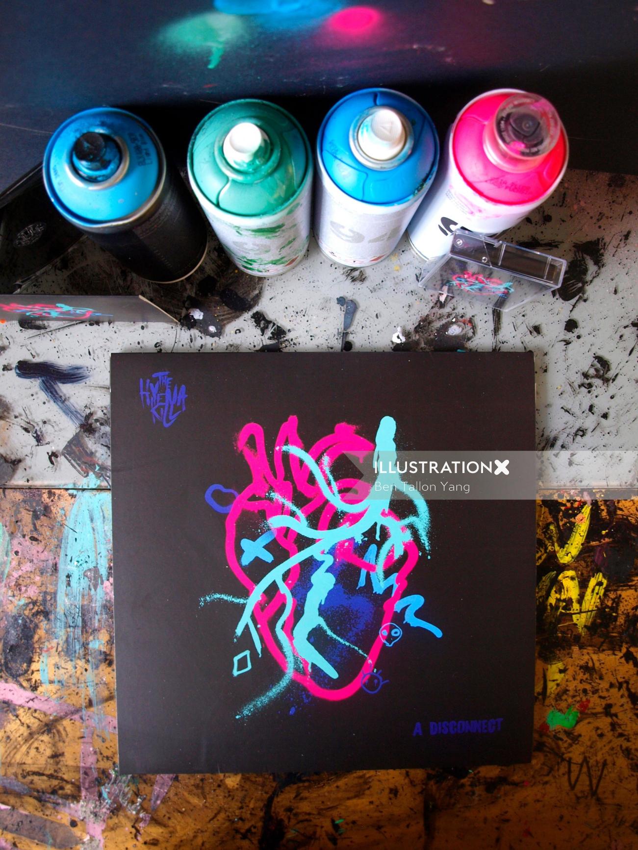The Hyena Kill's 2nd studio album 'A Disconnect' spray paint symbol illustration