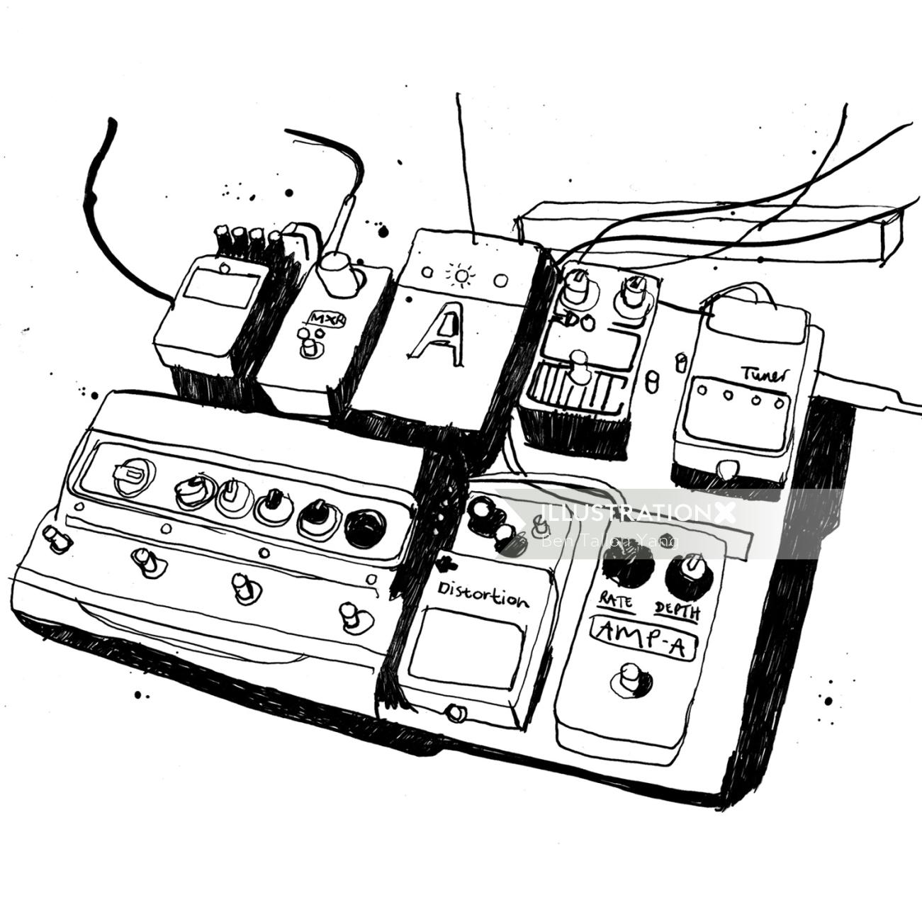 Guitar Pedals Illustration