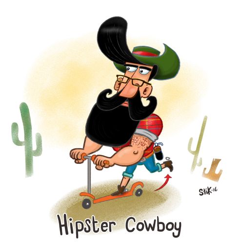 Hipster Cowboy illustration using brushes
