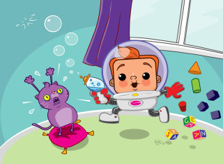 ilustração gráfica de Space Bubble Boy
