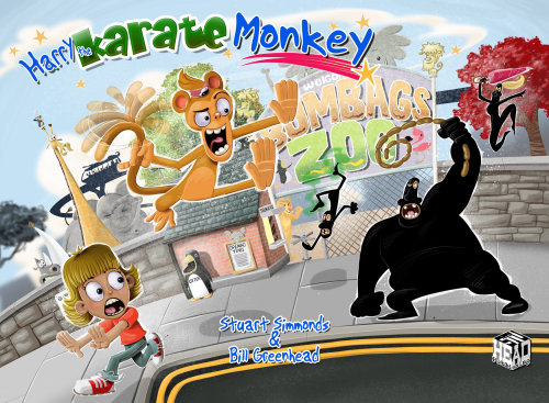 poster da arte em quadrinhos Harry, o macaco de karatê