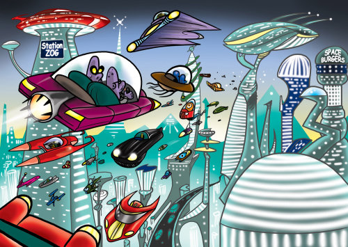 Cidade alienígena futurista