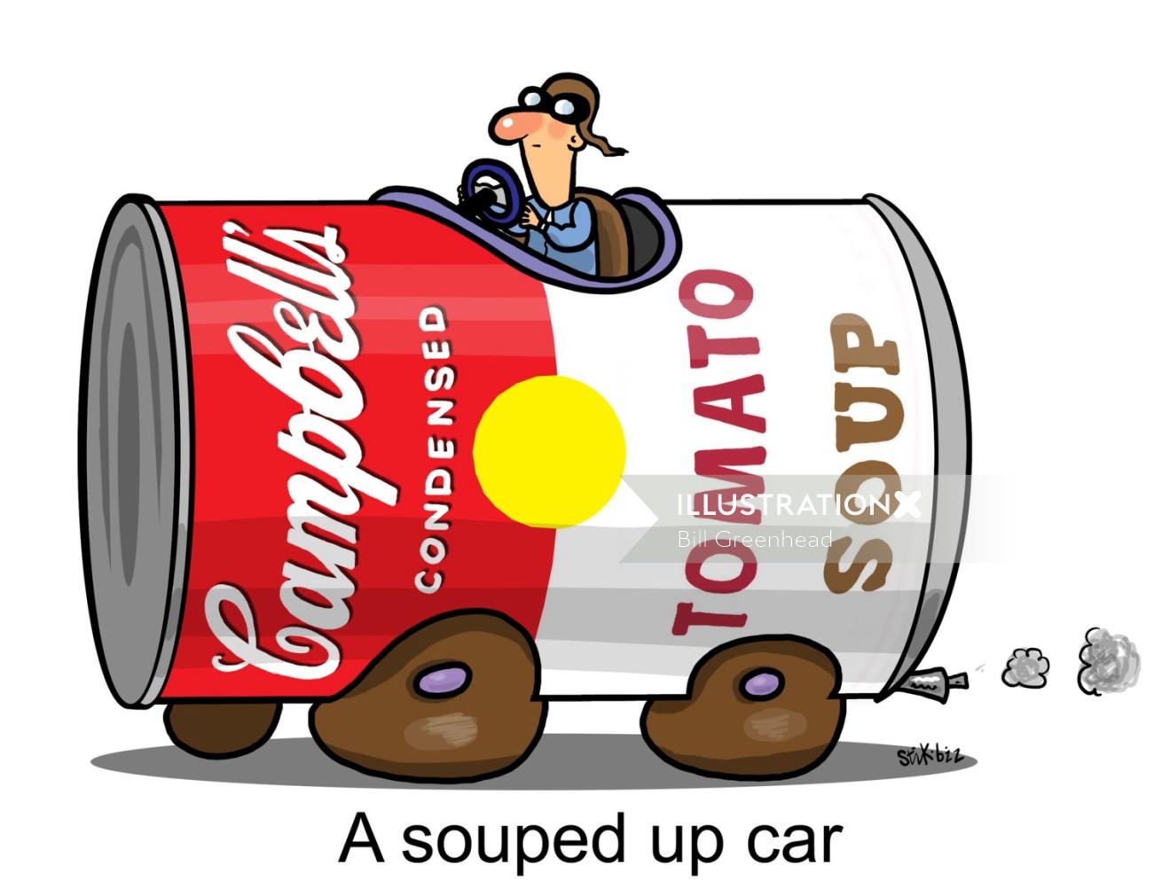 スープの車のグラフィックイラスト