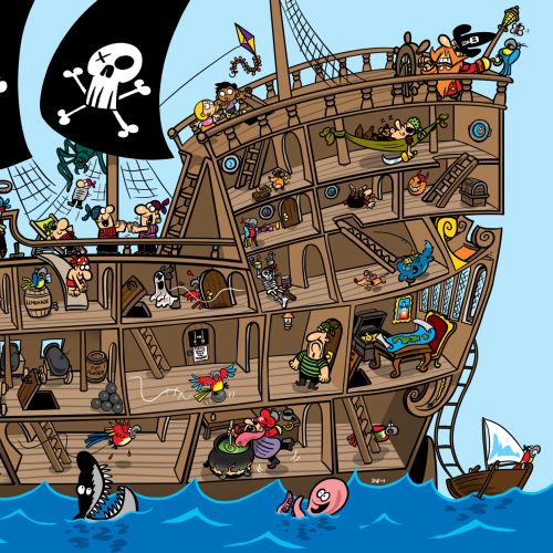 Pirate Ship for Sky Kids Magazine by Bill Greenhead
