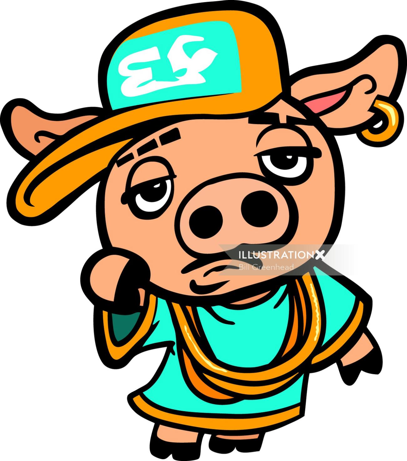 Ghetto pig graphic illustration