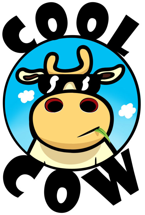 Pastiche illustration of cool cow by Bill Greenhead