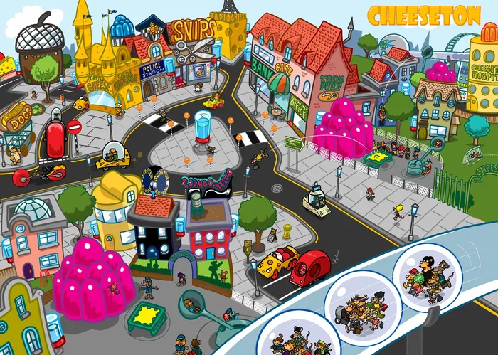 cartoon illustration of cheese city