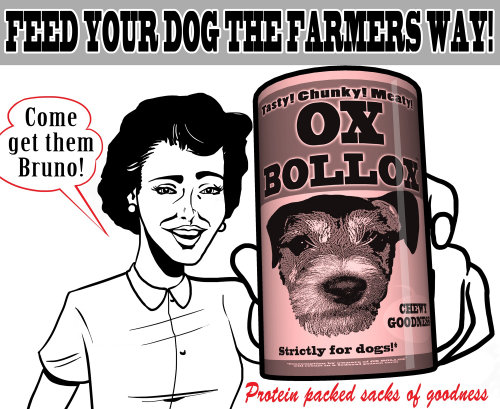 ilustração retrô de comida de cachorro