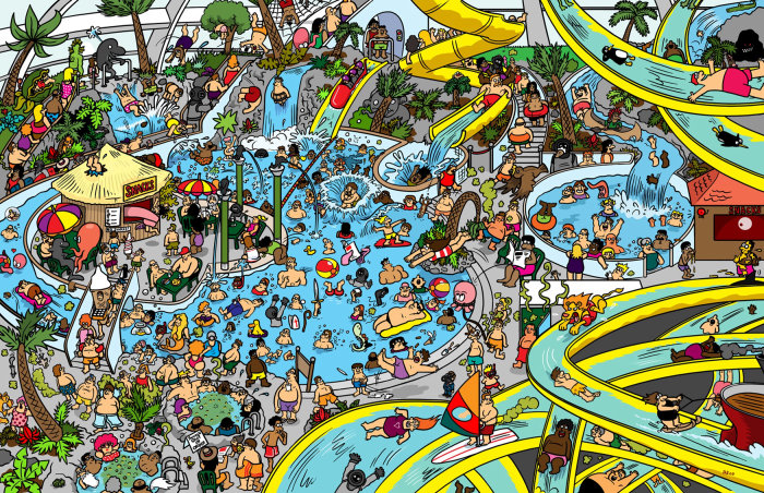 Graphic people in swimming pool