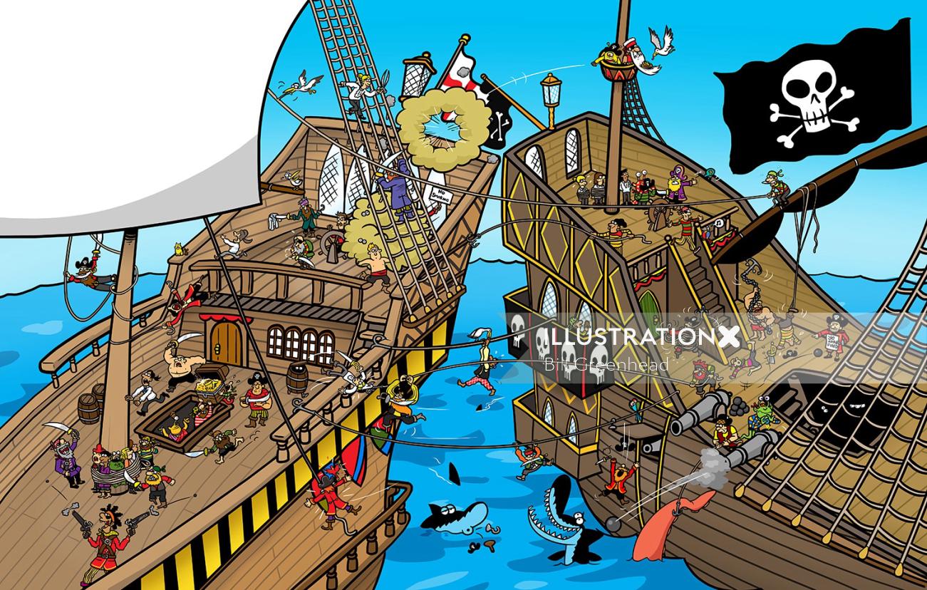 A pirate cartoon illustration
