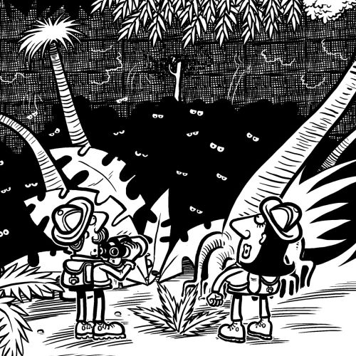 Black and white Jungle illustration