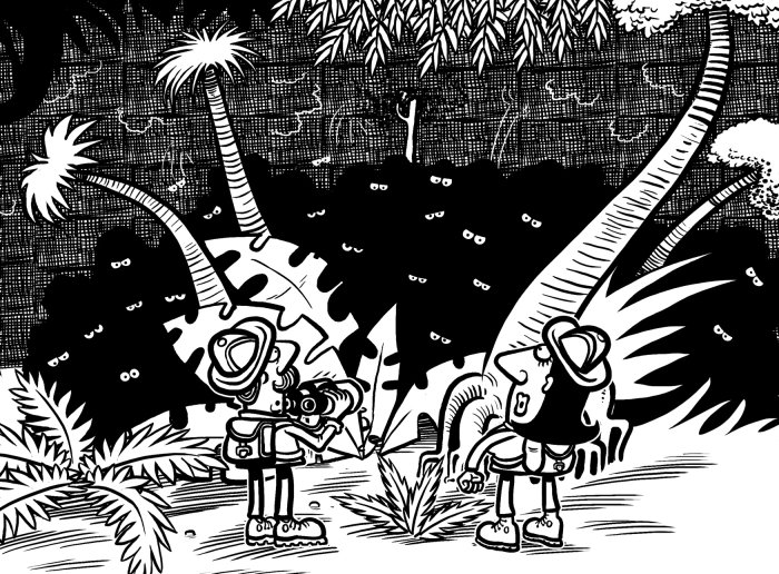 Black and white Jungle illustration