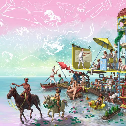 Fantasy Illustration of People In Old Raft