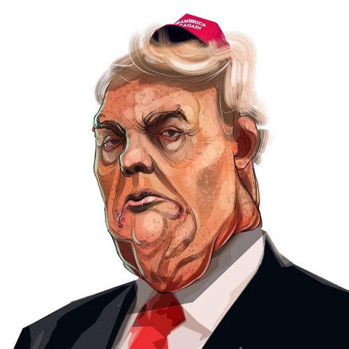 Caricatura de Donald Trump
