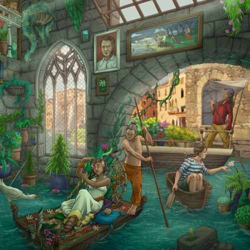 Boating fantasy illustration