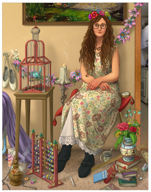Illustration of a sitting lady