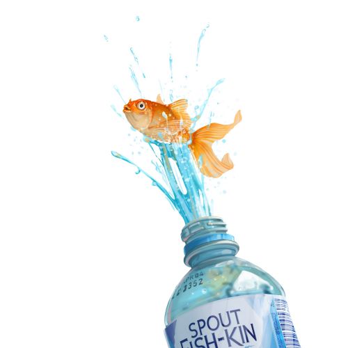 An Illustration of water splash with goldfish
