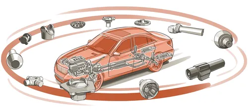 Car engine and parts diagram by Björn von Schlippe