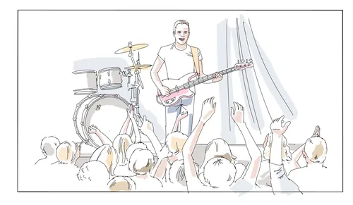 Live band performance with guitarist and audience by Björn von Schlippe