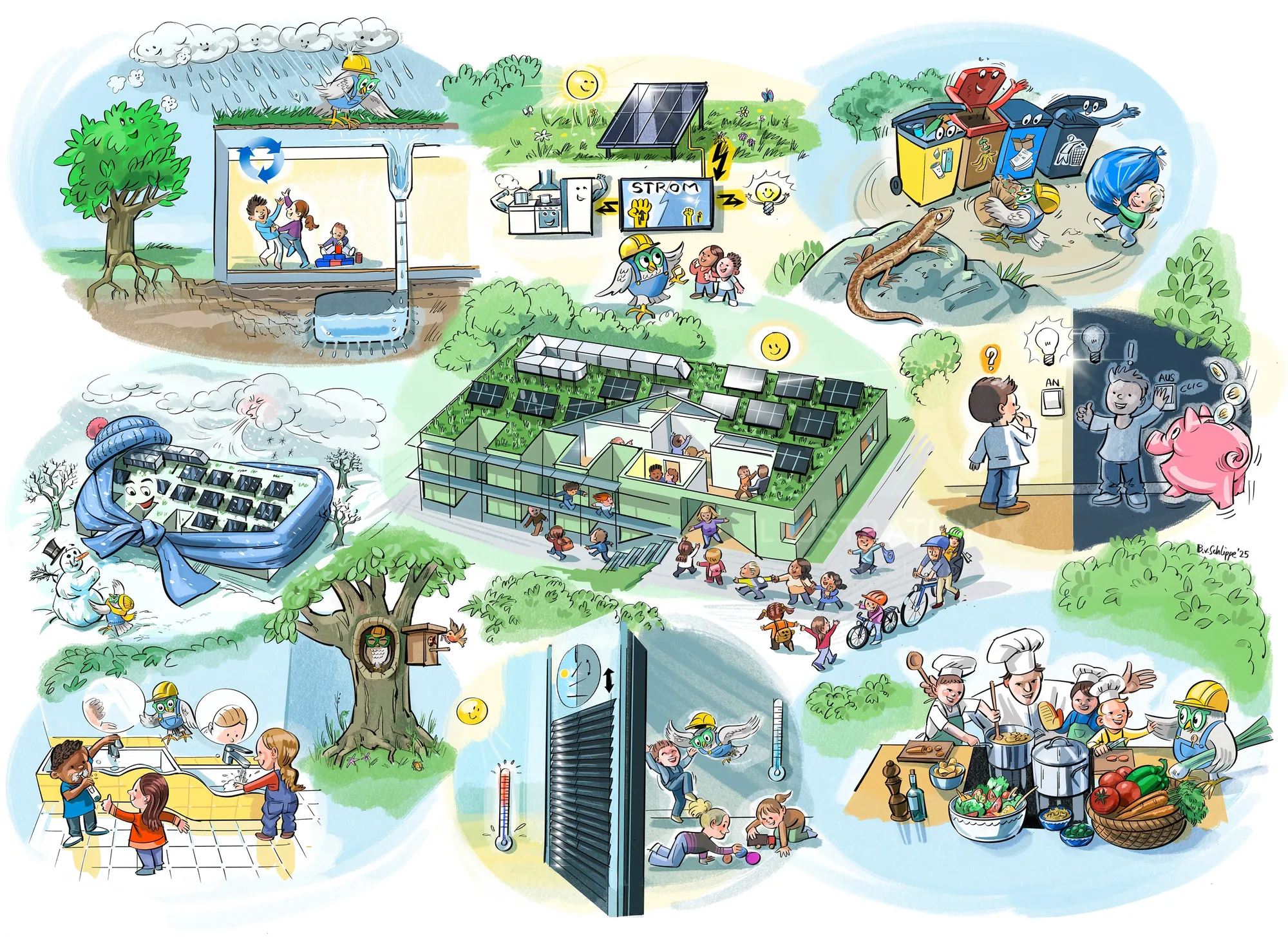 Detailed digital security and data protection illustration by Björn von Schlippe