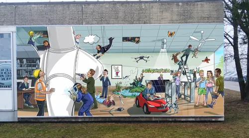 Colorful illustration of people doing indoor and outdoor activities by Björn von Schlippe