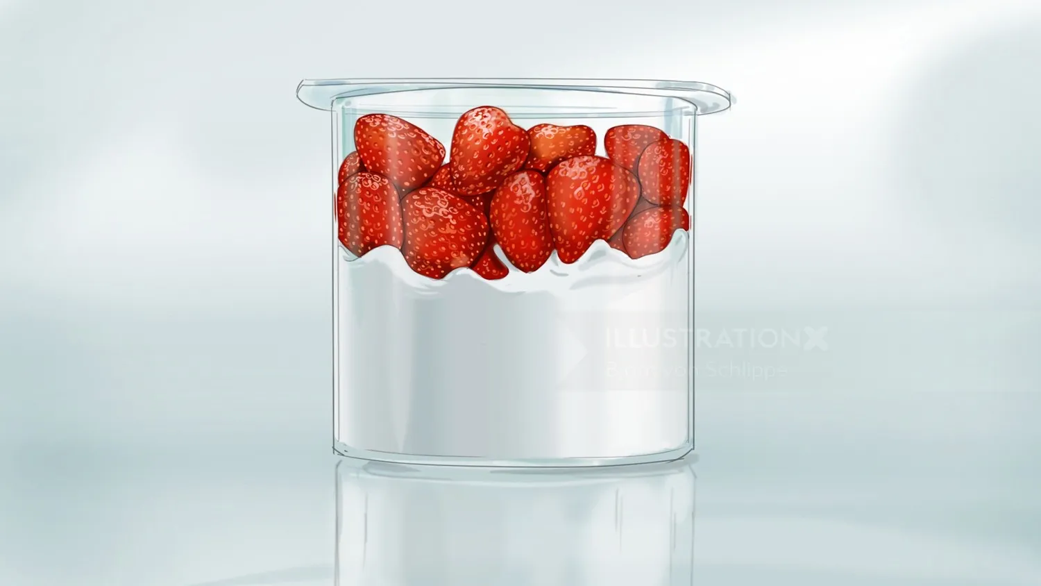 Clear container filled with fresh strawberries by Björn von Schlippe