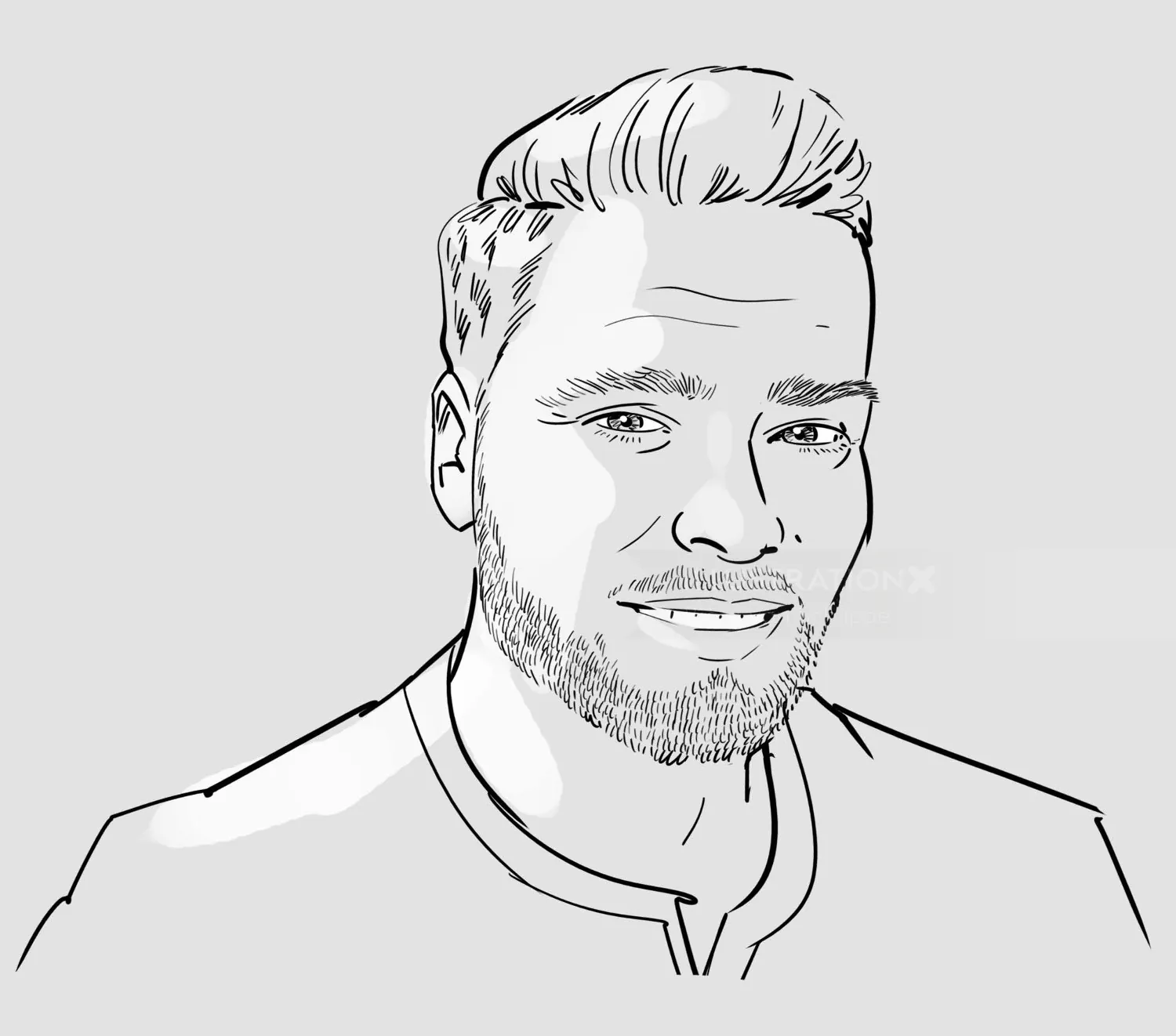 Black and white male portrait sketch by Björn von Schlippe