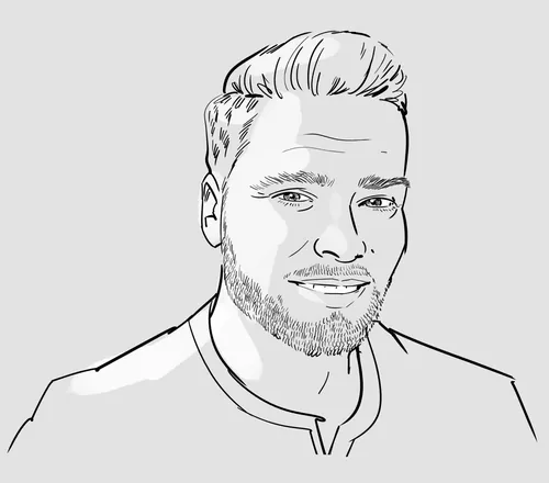 Black and white male portrait sketch by Björn von Schlippe