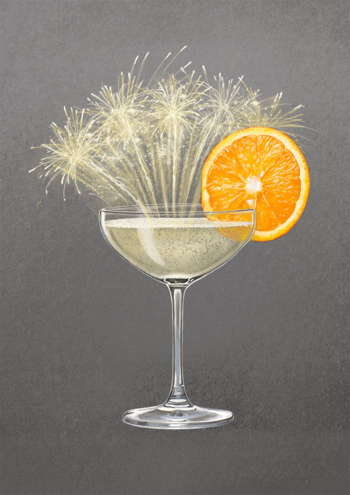 Champagne Martini glass illustration