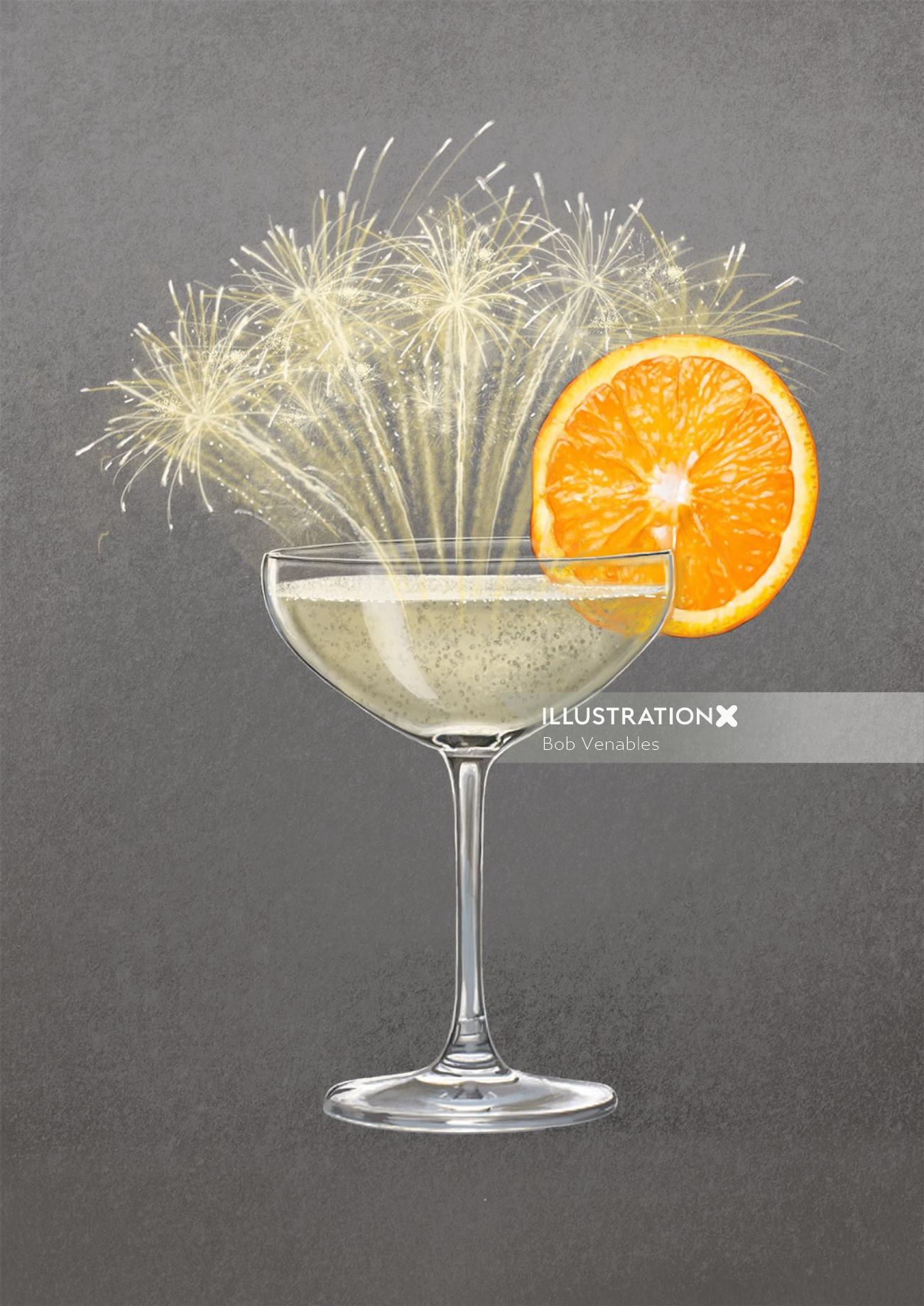 Ilustração em taça de champanhe Martini