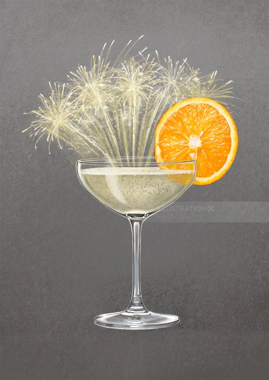 Champagne Martini glass illustration