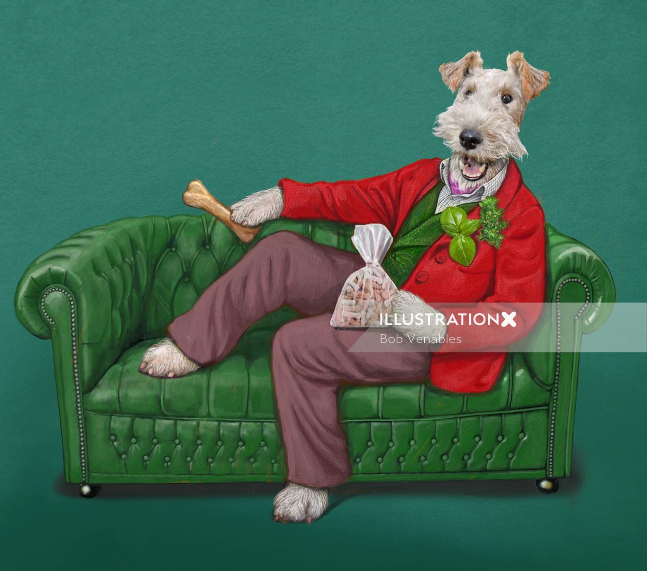 Ilustração de petisco Animal Wire Fox Terrier