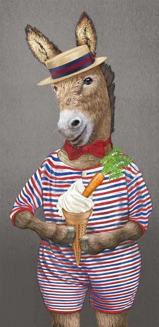 Anthropomorphic Horse with ice cream illustration by Bob Venables