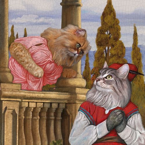 Anthropomorphic illustration of Animal Cat Couple