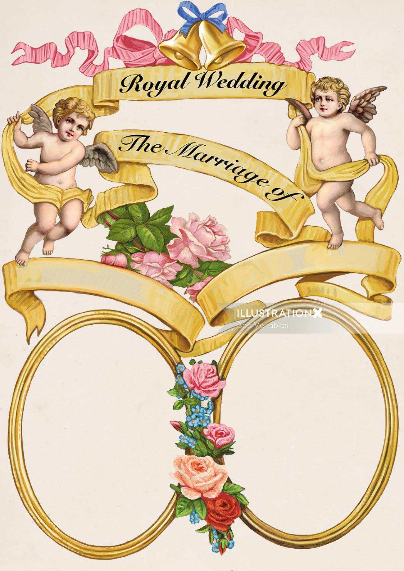 Modèle de carte d&#39;invitation de mariage royal