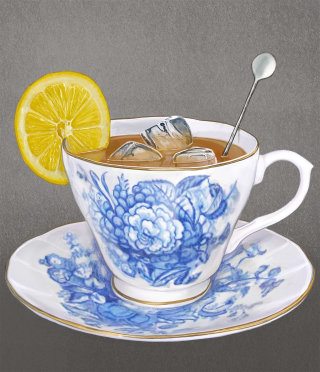 Taza de té decorativa de limón