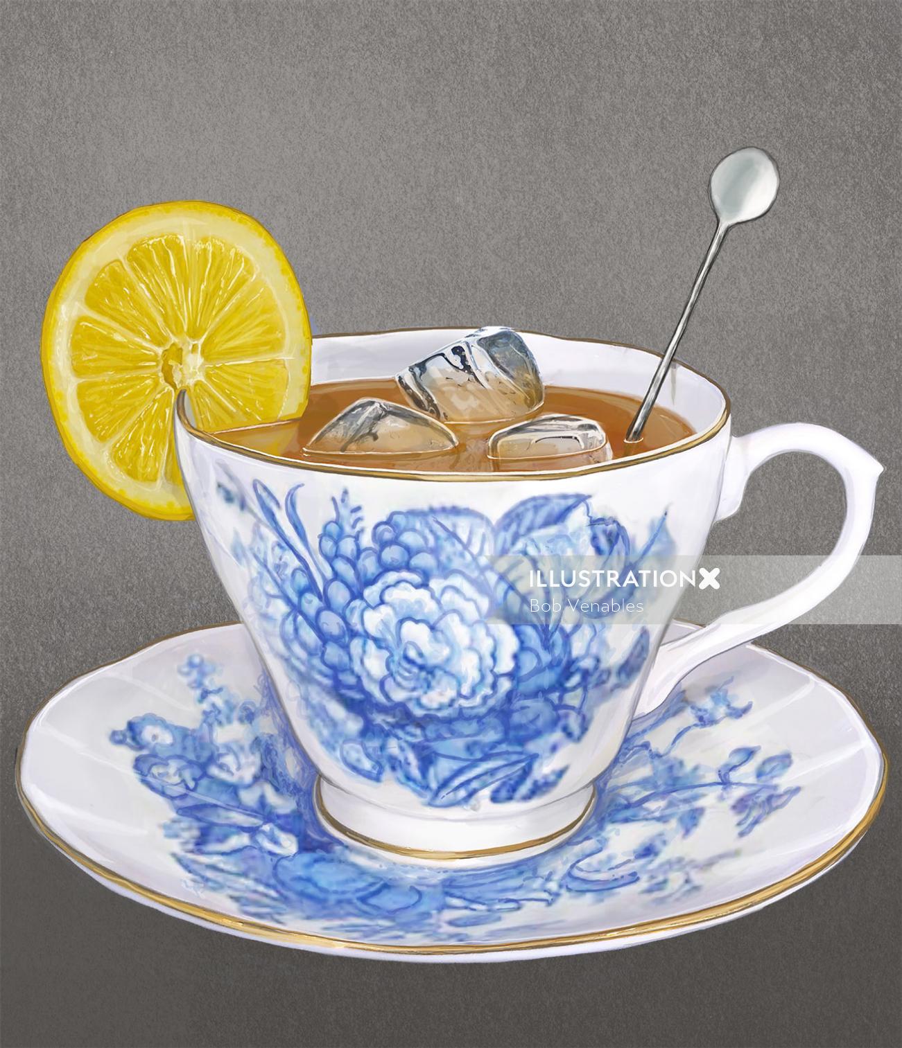 Xícara De Chá De Limão Decorativa