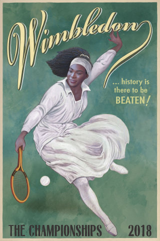 Cartel publicitario del campeonato de tenis de Wimbledon.