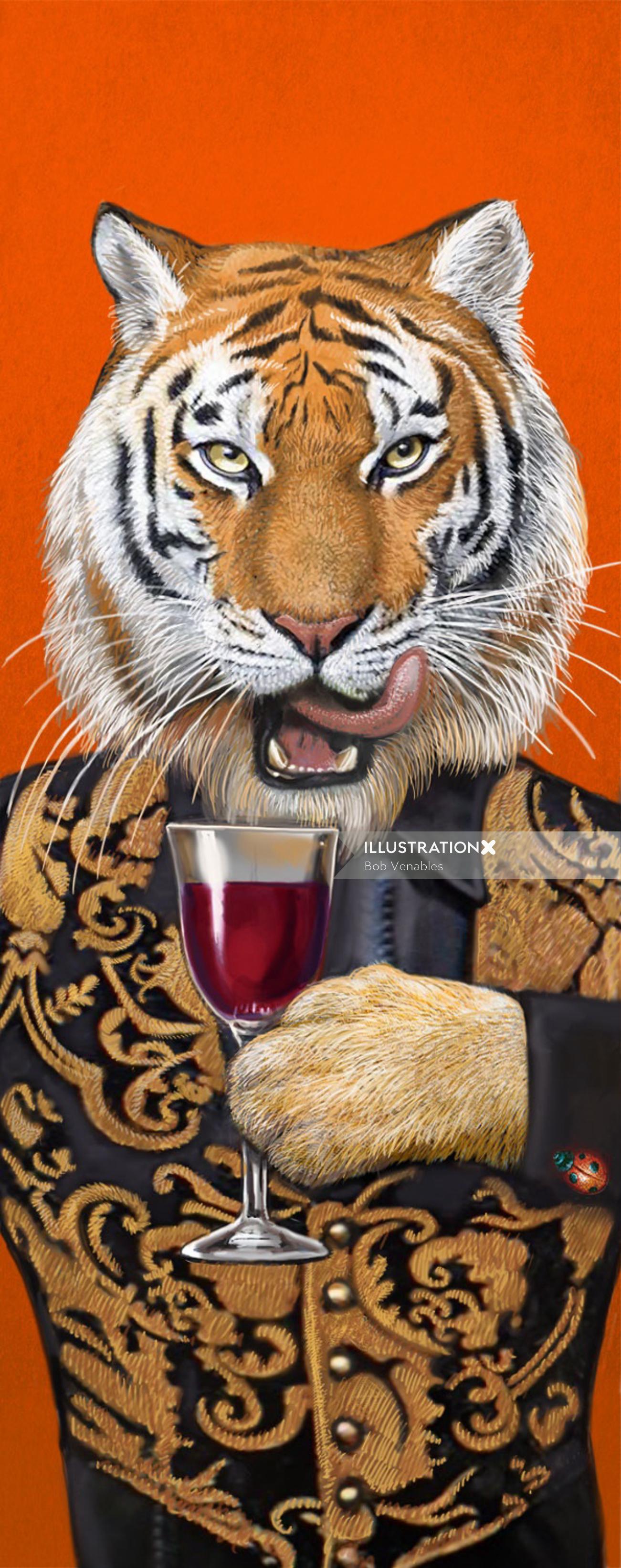 Portrait illustration of tiger 