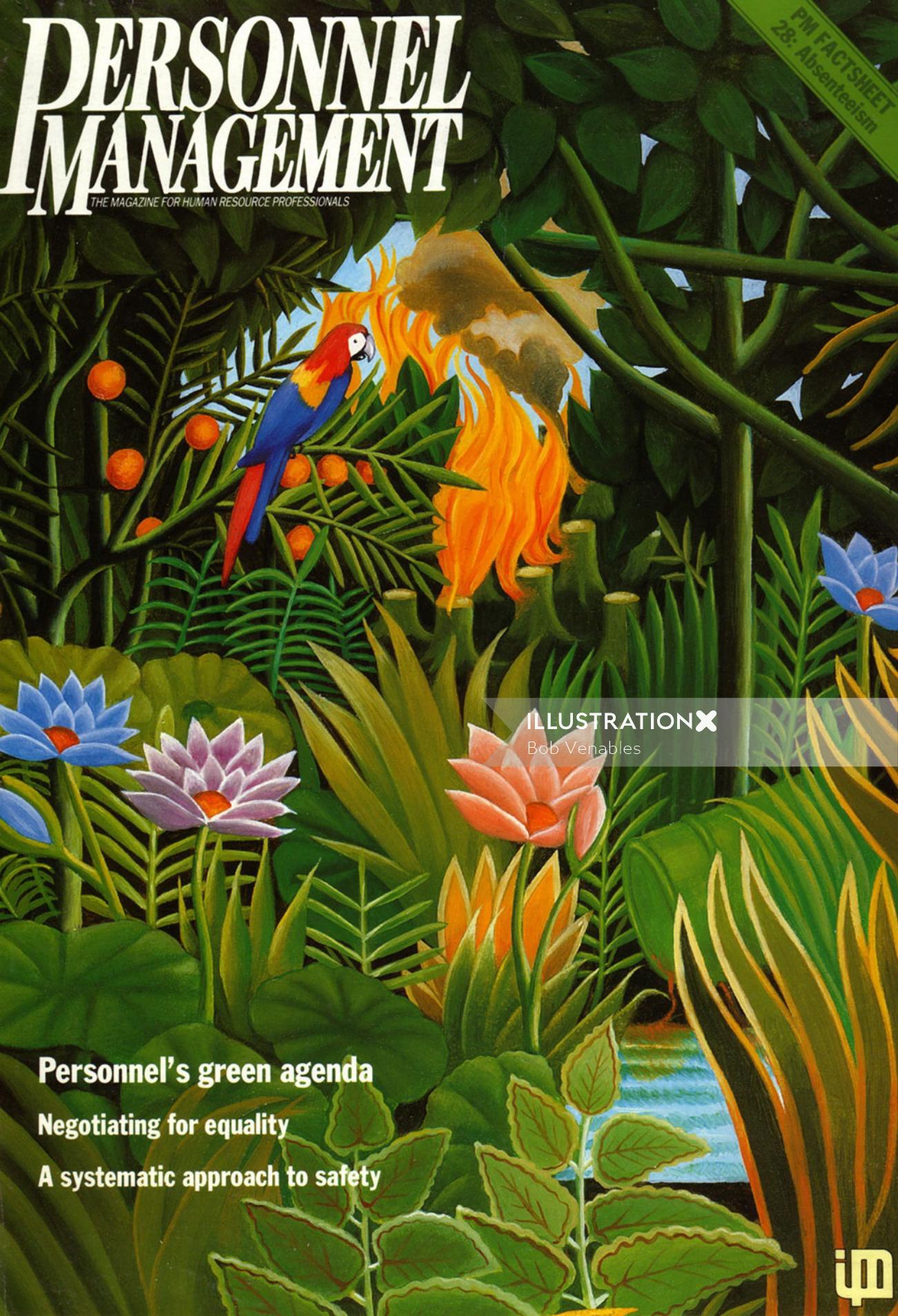 Arte da capa da Personnel Management Magazine sobre Rainforest