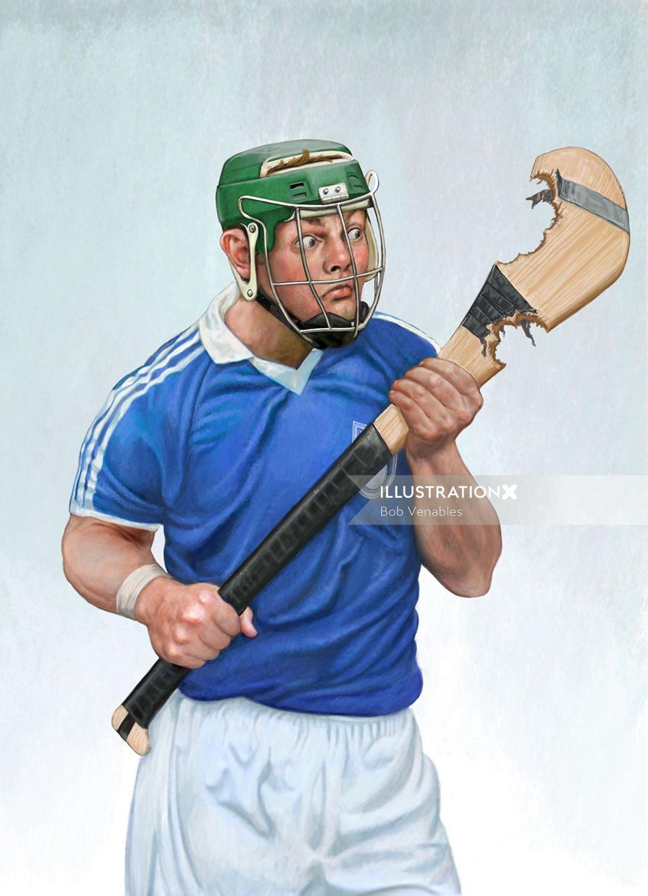 L&#39;art de l&#39;affiche du joueur de sport Hurling pour le journal The Irish Examiner