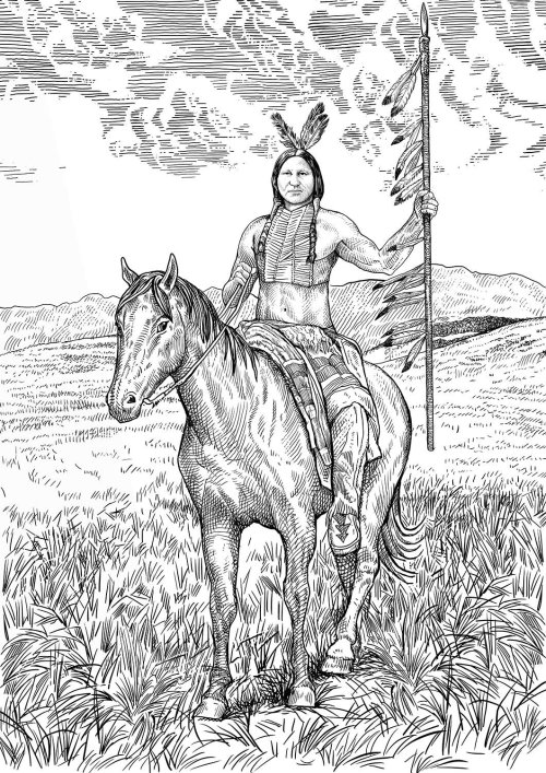 ilustración en blanco y negro del hombre del bosque