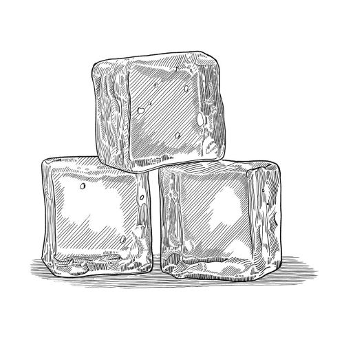 Ice cubes black and white illustration 